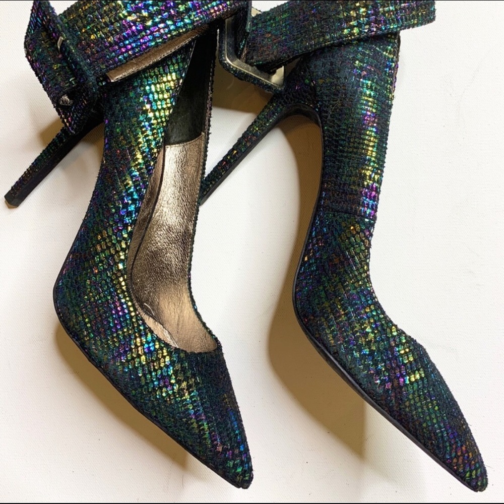 Jeffrey Campbell Iridescent Black Multi Ankle Strap Heels - Picture 2 of 8